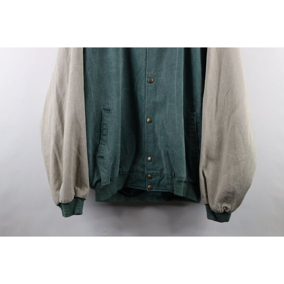 Vintage 90s Streetwear Mens XL Faded Color Block Denim Varsity Jacket Bomber USA - Picture 3 of 14